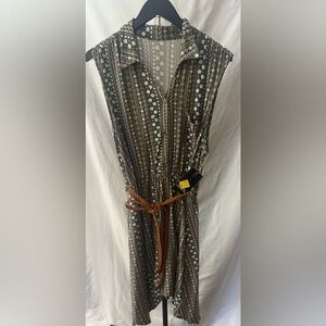 No Boundaries Black Floral Maxi Dress with Brown Belt